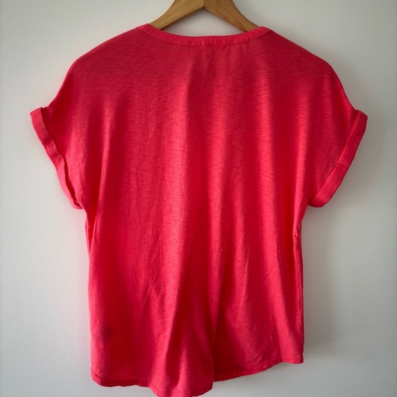 NWT Lucky Brand Mixed Media Modal Cotton Gauzy Pockets Top Pink/Chrysanthemum - Picture 7 of 9